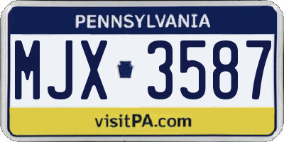 PA license plate MJX3587