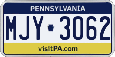 PA license plate MJY3062