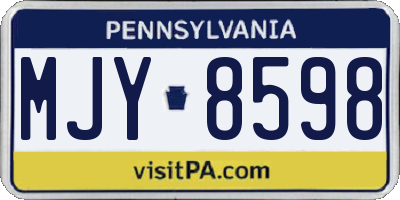 PA license plate MJY8598