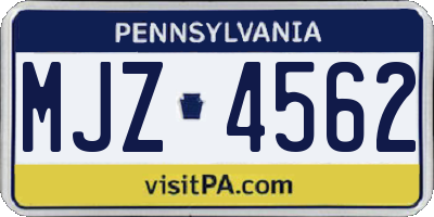 PA license plate MJZ4562