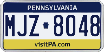 PA license plate MJZ8048