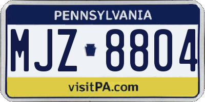 PA license plate MJZ8804