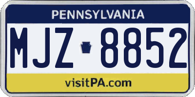 PA license plate MJZ8852
