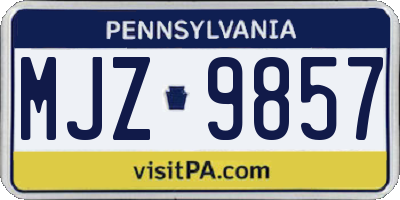 PA license plate MJZ9857