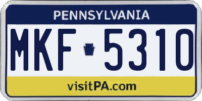 PA license plate MKF5310