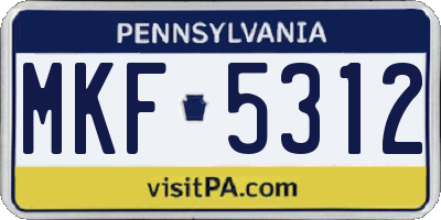 PA license plate MKF5312