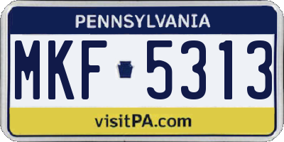 PA license plate MKF5313