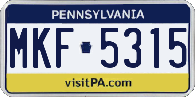 PA license plate MKF5315