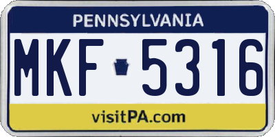PA license plate MKF5316