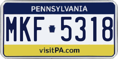 PA license plate MKF5318