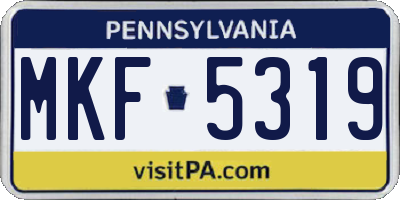 PA license plate MKF5319