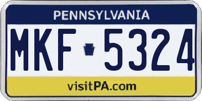 PA license plate MKF5324