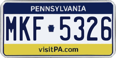 PA license plate MKF5326