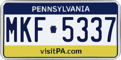 PA license plate MKF5337