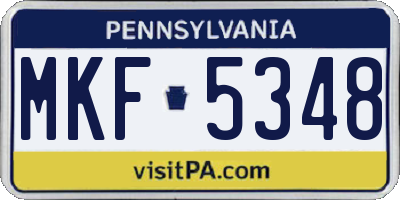 PA license plate MKF5348