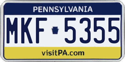 PA license plate MKF5355