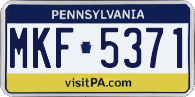 PA license plate MKF5371