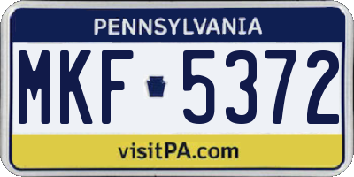 PA license plate MKF5372