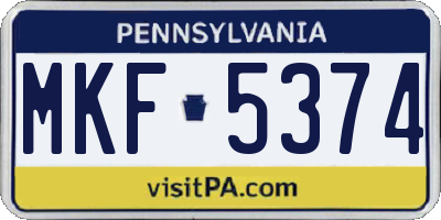 PA license plate MKF5374