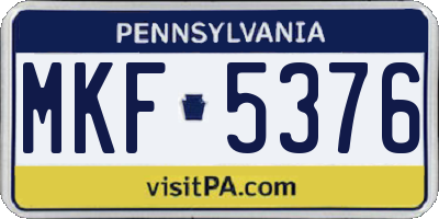 PA license plate MKF5376
