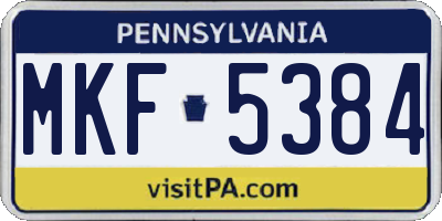 PA license plate MKF5384