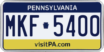 PA license plate MKF5400