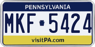 PA license plate MKF5424