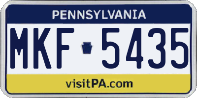 PA license plate MKF5435