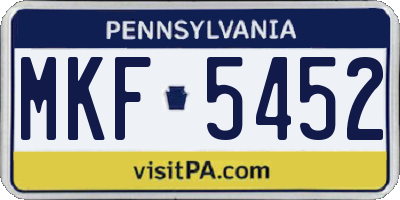 PA license plate MKF5452