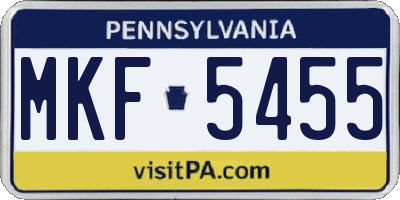 PA license plate MKF5455