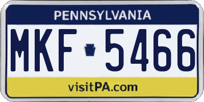 PA license plate MKF5466