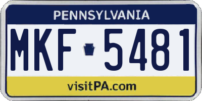 PA license plate MKF5481