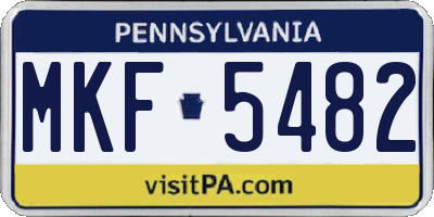PA license plate MKF5482