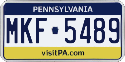 PA license plate MKF5489