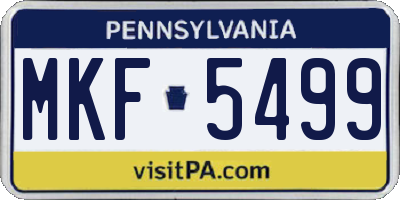PA license plate MKF5499