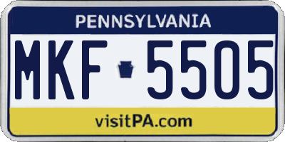 PA license plate MKF5505