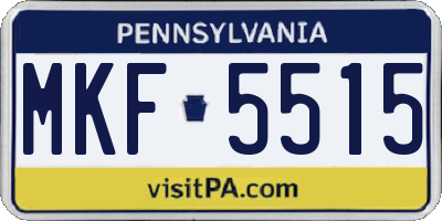 PA license plate MKF5515