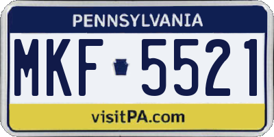 PA license plate MKF5521