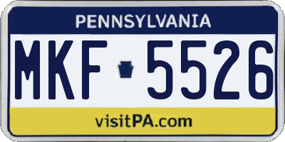 PA license plate MKF5526