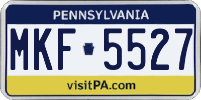 PA license plate MKF5527