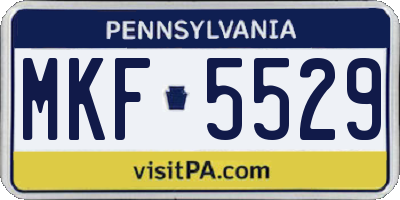 PA license plate MKF5529