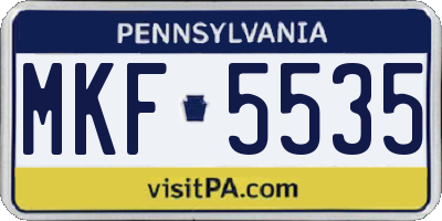 PA license plate MKF5535