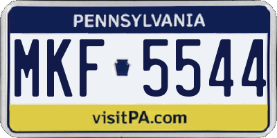 PA license plate MKF5544
