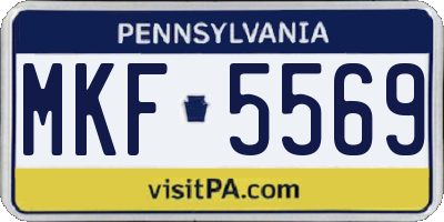 PA license plate MKF5569