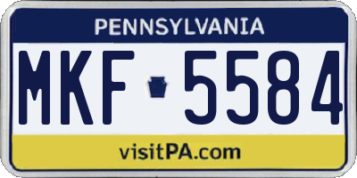 PA license plate MKF5584
