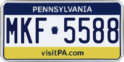 PA license plate MKF5588