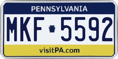 PA license plate MKF5592