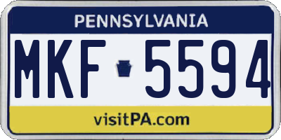PA license plate MKF5594