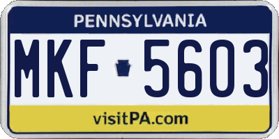 PA license plate MKF5603