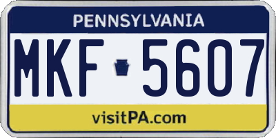 PA license plate MKF5607